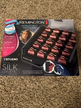 Remington T Studio Silk Ceramic Heated Clip Rollers - Metallic Red & Black